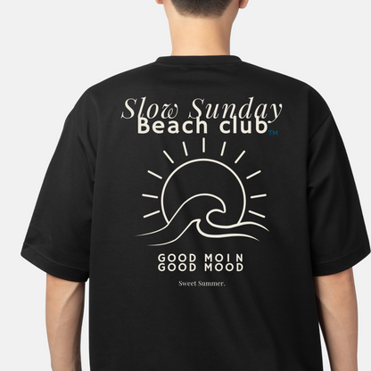 Slow Sunday Beach Club Organic Unisex Oversized - Backprint
