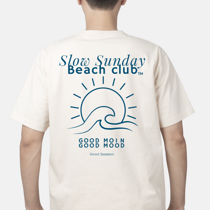 Slow Sunday Beach club Organic Unisex Oversized T-Shirt - Backprint